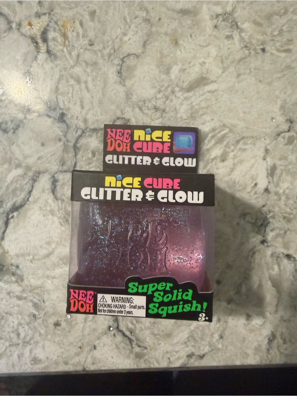 Needoh Nice Cube Glitter & Glow Super Solid Squish - Purple